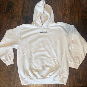 Gildan White Hoodie with Smile Graphic